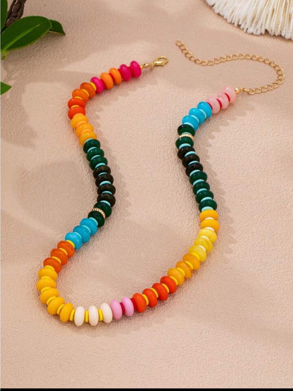 New! Lightweight Multicolor Coastal Beaded Dopamine Preppy Necklace
